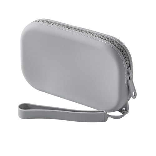 HHQQWZ Tragbare Silikon-Make-up-Tasche für Damen, kleine Reise-Kosmetiktasche, wasserdicht, mit Reißverschluss, Organizer mit Griff, grau dunkel von HHQQWZ
