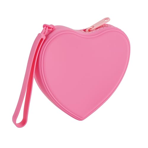 HHQQWZ Tragbare Silikon-Make-up-Tasche in Herzform für Frauen und Mädchen, kleine Reise, schöne wasserdichte Kulturbeutel, Kosmetiktasche, Reißverschluss, Organizer, Herz-Make-up-Tasche mit Griff, 01 von HHQQWZ