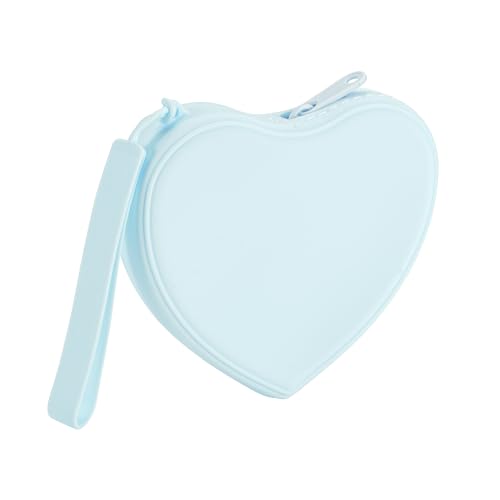 HHQQWZ Tragbare Silikon-Make-up-Tasche in Herzform für Frauen und Mädchen, kleine Reise, schöne wasserdichte Kulturbeutel, Kosmetiktasche, Reißverschluss, Organizer, Herz-Make-up-Tasche mit Griff von HHQQWZ