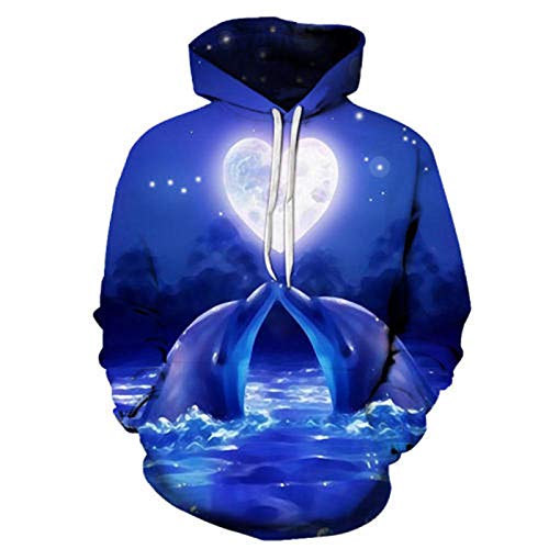 HHRHLKNH Hoodie Delphin-Kapuzenpullover Männlich 3D Digitaldruck Große Größe Herrenpullover-K14._S von HHRHLKNH