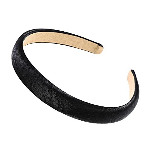 Haarreifen Damen Massivfarbe Pu Faux Leder Stirnbänder Frauen Haarband Hair Hoop Mädchen Mode Einfache Haarbänder Lünette Haarschmuck-A11 von HHRHLKNH