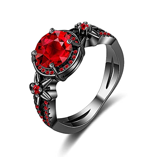 Ringe Frauen Schwarzer Penny Ring.-Rot_Nummer 7 von HHRHLKNH