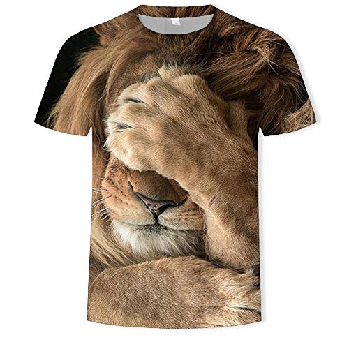 Herren T Shirt Modisches Lion 3D-Bedrucktes Kurzärmeliges Rundhals-T-Shirt-EIN_S. von HHSW
