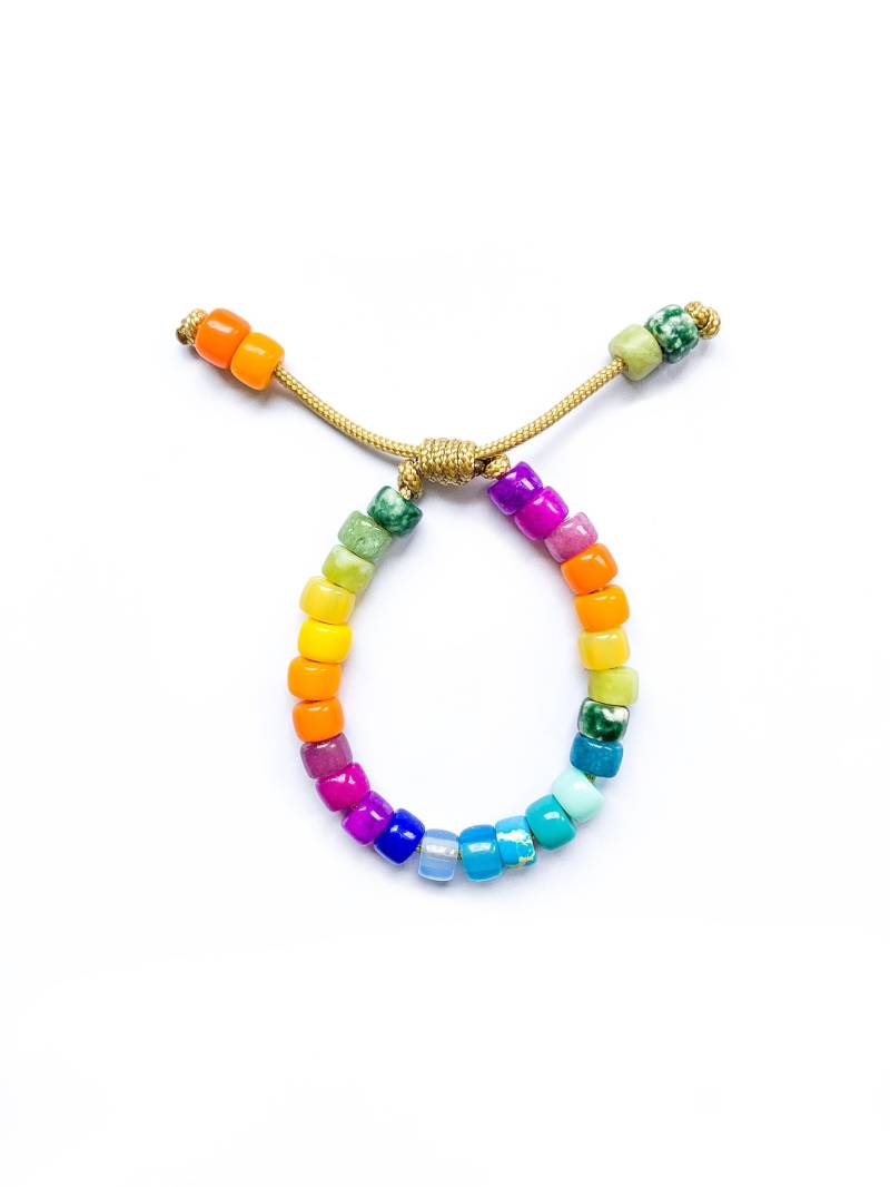 Nr.86 | Helles Regenbogen Edelstein Crow Bead Armband Pony Perlen Anpassbare Designs Arm-Süßigkeit Geschenke Für Sie Forte von HHperlastudio