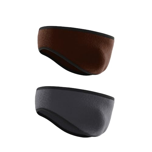 HHuDock Fleece-Ohrenschützer-Stirnband (2 Stück), Winter-Ohrenschützer, feuchtigkeitsableitend, für Sport, Laufen, Skifahren, Stirnbänder, Unisex von HHuDock