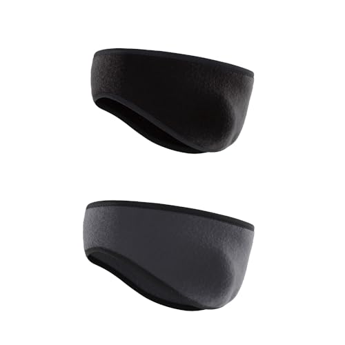 HHuDock Fleece-Ohrenschützer-Stirnband (2 Stück), Winter-Ohrenschützer, feuchtigkeitsableitend, für Sport, Laufen, Skifahren, Stirnbänder, Unisex von HHuDock