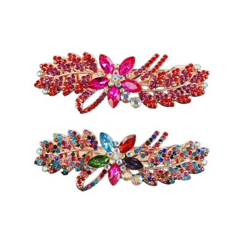 HHuDock Haarnadeln für Damen (2 Stück), Haarnadel-Accessoires mit Blumen-Strasssteinen, modische Haarnadeln zur Befestigung von Pferdeschwänzen, geeignet für den täglichen Gebrauch von HHuDock
