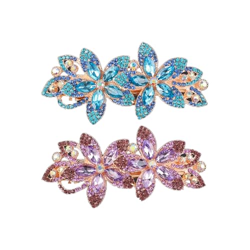 HHuDock Haarnadeln für Damen (2 Stück), Haarnadel-Accessoires mit Blumen-Strasssteinen, modische Haarnadeln zur Befestigung von Pferdeschwänzen, geeignet für den täglichen Gebrauch von HHuDock