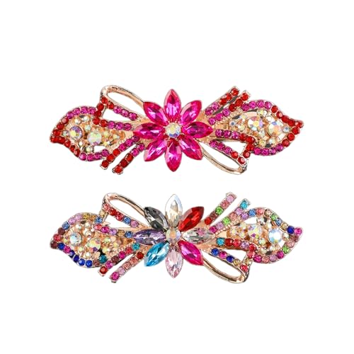 HHuDock Haarnadeln für Damen (2 Stück), Haarnadel-Accessoires mit Blumen-Strasssteinen, modische Haarnadeln zur Befestigung von Pferdeschwänzen, geeignet für den täglichen Gebrauch von HHuDock