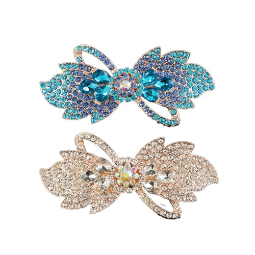HHuDock Haarnadeln für Damen (2 Stück), Haarnadel-Accessoires mit Blumen-Strasssteinen, modische Haarnadeln zur Befestigung von Pferdeschwänzen, geeignet für den täglichen Gebrauch von HHuDock