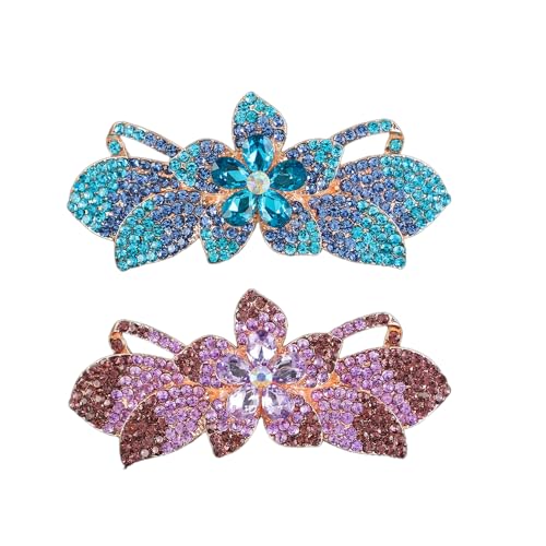HHuDock Haarnadeln für Damen (2 Stück), Haarnadel-Accessoires mit Blumen-Strasssteinen, modische Haarnadeln zur Befestigung von Pferdeschwänzen, geeignet für den täglichen Gebrauch von HHuDock