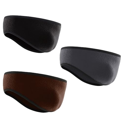 HHuDock Ohrenschützer, wärmendes Fleece-Stirnband (3 Stück), Winter-Ohrenschützer, Sport-Stirnband zum Laufen und Skifahren, Feuchtigkeitstransport für Männer und Frauen von HHuDock