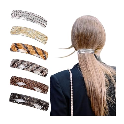 HHuDock Vintage Acryl Haarspangen (6 Stück), Elegantes Design Damen Große Haarspangen für Langes Dickes Lockiges Gewelltes Pferdeschwanzhaar von HHuDock