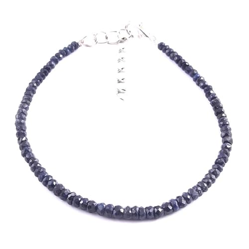 HI International Armband aus 100 % natürlichen blauen Saphir-Edelsteinen, facettiert, 17,8 cm, natürlicher Saphir der Güteklasse AAA+++, blaue Saphir-Rondelle-Perlen, 3–4 mm, Saphir, 3-4 mm, HI International Armband aus 100 % natürlichen blauen Saphir-Edelsteinen, facettiert, 17,8 cm, natürlicher Saphir der Güteklasse AAA+++, blaue Saphir-Rondelle-Perlen, 3–4 mm, Saphir, 3-4 mm, von HI International