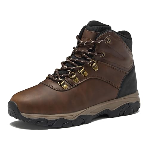 HI-TEC Aspen Mid Wasserdichte Herren Wanderstiefel - Schwarz, Braun oder Hellbraun, Mittel oder Breit Leichte Outdoor Trekkingschuhe - Braun, 14 Weit von HI-TEC