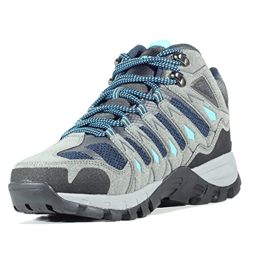 Hi-Tec CORZO MID/TORCA MID Damen, Wanderstiefel für Damen, Bergstiefel, wasserdicht, Trekkingschuhe mit wasserdichter und atmungsaktiver Membran Dri-Tec®, Grey Navy Blue Curaçao, 40 EU von HI-TEC