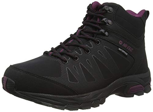 Hi-Tec Damen Raven Mid Wp Womens Trekking-& Wanderstiefel, Schwarz (Black/Grape Wine 21), 37 EU von HI-TEC
