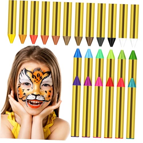 HIAKDOFT 1 Schachtel Farben Face Painting Kit mit Umweltfreundlichen Ölhaltigen Wachsmalstiften Leicht Aufzutragen Langanhaltend Handlich für Cosplay Karneval Halloween und Make Up von HIAKDOFT