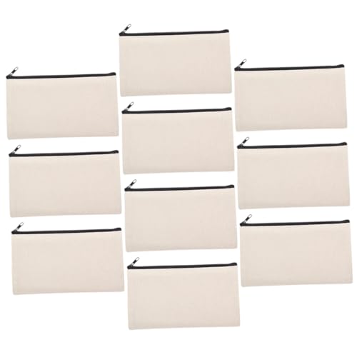 HIAKDOFT 10 Stück Teiliges DIY Canvas Kosmetiktaschen mit Reißverschluss Vielseitige Blanko Make Up und Stifttaschen für Reisen Hitzebeständige Sublimation Einfache Organisation für Damen von HIAKDOFT