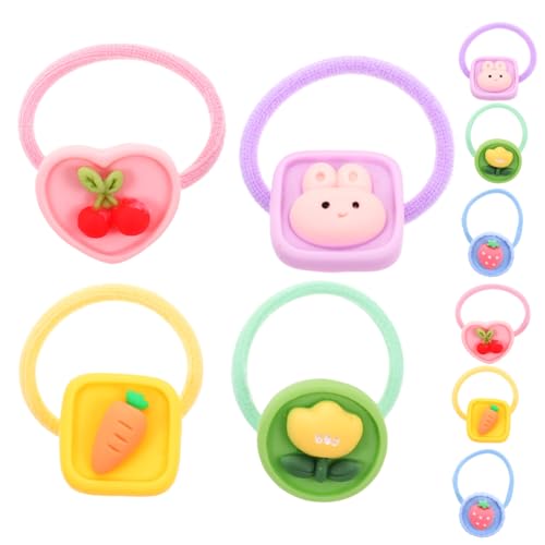 HIAKDOFT 10 Stück Teiliges Elastische Haargummis Mädchen mit Süßen Obst Blumen Tiermotiven Weiche und Dehnbare Haarbänder für Teens Komfortables Haarschmuck Zubehör für Alltag und Party von HIAKDOFT