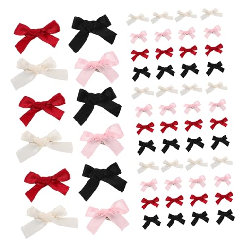 HIAKDOFT 100 Stück Mini Schleifen Haarclips Rutschfeste Mehrfarbige Satin Schleifen Haarklammern für Mädchen Leichte Bowknot Accessoires für Alltagsfrisuren Flechten Partys und Schule von HIAKDOFT