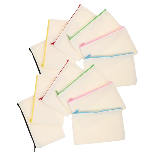 HIAKDOFT 12 Stück Teiliges Canvas Kosmetiktaschen mit Reißverschluss Vielseitige DIY Make Up Täschchen aus Segeltuch für Reise Aufbewahrung Handarbeit und Personalisierte Gestaltung von HIAKDOFT