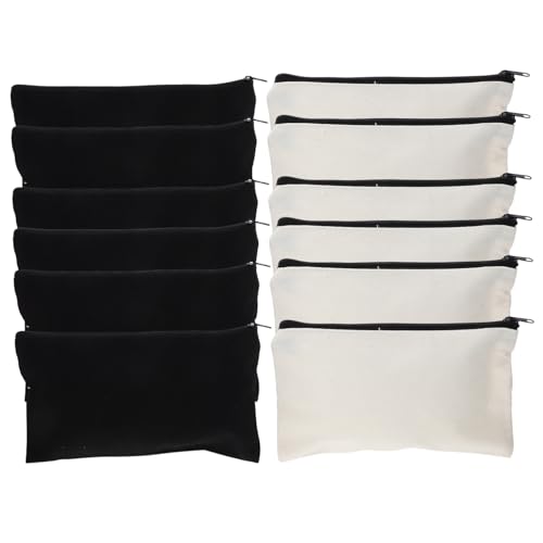 HIAKDOFT 12 Stück Teiliges Canvas Zipper Etui Langlebige Verschleiß Stofftaschen Vielseitig Einsetzbar als Kosmetiktasche Federmäppchen und Reise Kulturbeutel zum Individuellen Bedrucken von HIAKDOFT