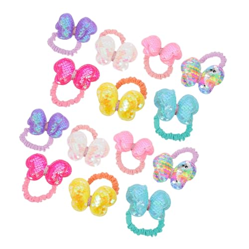 HIAKDOFT 14 Stück Teiliges Haargummis mit Pailletten Elastische Haarschonende Schmetterlings-haargummis in Bunten Farbverläufen Weiche Schleifen-haarbänder für Kleinkinder und Mädchen von HIAKDOFT