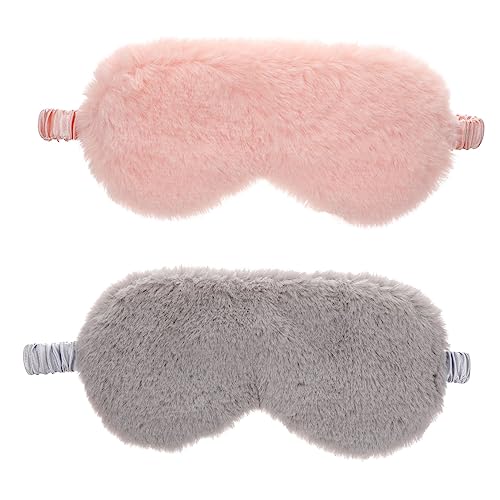 HIAKDOFT 2 STÜCK Plüsch Schlafmasken Cartoon mit Kunstseide Weiche Augenabdeckung für Lichtdichten Schlaf Komfortabel für Reisen Zuhause Camping Geeignet für Männer und Frauen von HIAKDOFT