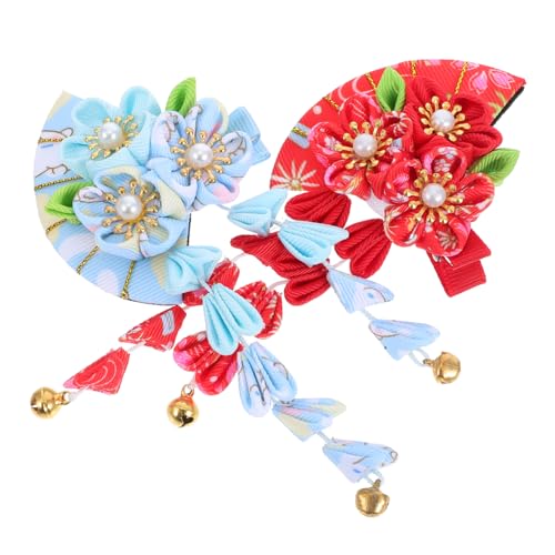 HIAKDOFT 2 Stück Handgefertigte Japanische Haarklammern mit Floraler Quaste Traditioneller Kimono Haarschmuck für Damen Leichte Vielseitige Haarspangen für Geisha und Hanfu Kostüme von HIAKDOFT