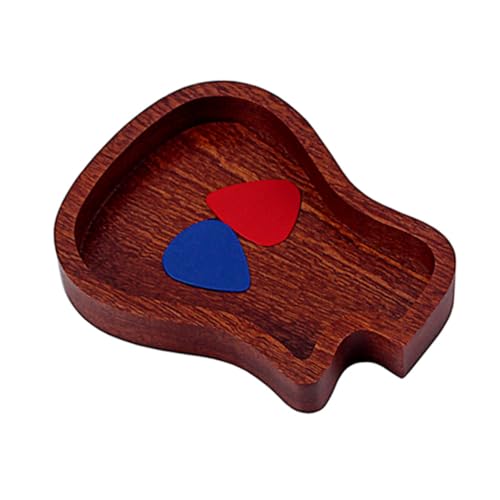 HIAKDOFT 2 Stück Holz Gitarren Pick Halter Aufbewahrungsbox mit Farbigen Plektren Langlebige Gitarrenzubehör Box für Gitarristen und Bassspieler Praktischer Pick Organizer von HIAKDOFT
