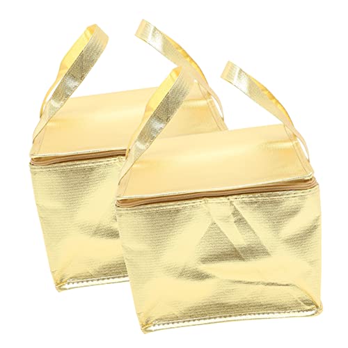 HIAKDOFT 2 Stück Isolierte Faltbare Thermotasche mit Reißverschluss Tragbare Aufrechte Aluminiumfolie Kühltasche Langlebige Lebensmittel Aufbewahrungstasche für Outdoor Schule Büro Damen von HIAKDOFT