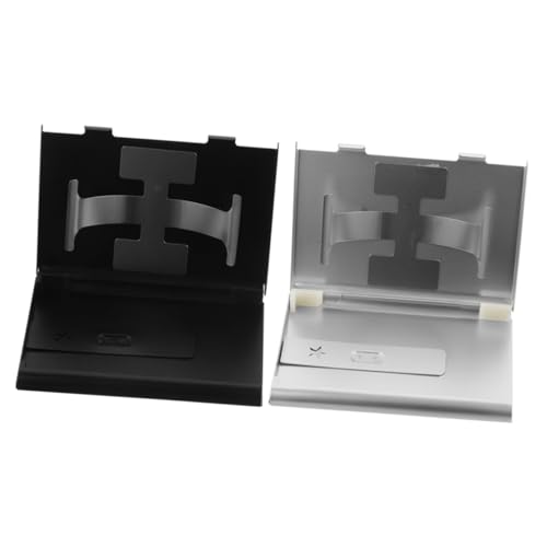 HIAKDOFT 2 Stück Metall Visitenkartenetui Silber Schwarz Karten Aufbewahrung Business Card Holder Robuster Kartenhalter Großes Fassungsvermögen Praktisch für Büro und Konferenzen von HIAKDOFT