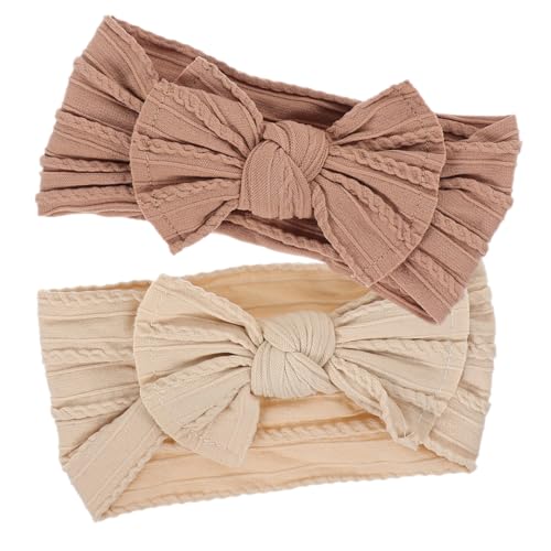 HIAKDOFT 2 Stück Stirnband mit Schleife aus Weichem Elastischem Nylon Bequemes Haarband für Kleinkinder Dehnbar und Strapazierfähig Geeignet für Mädchen als Haarschmuck und Kopfbedeckung von HIAKDOFT