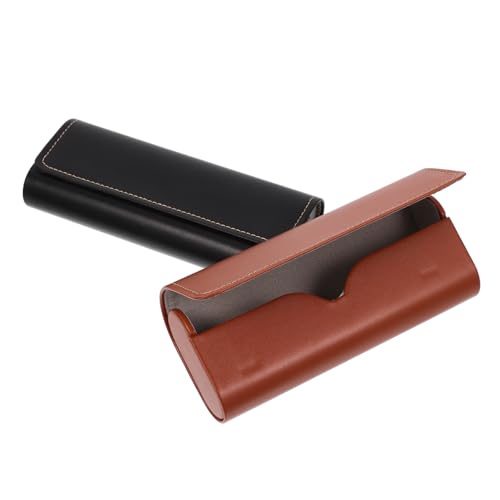 HIAKDOFT 2 Stück Teiliges Brillenetui mit Magnetverschluss Vintage Hartschale aus Kunstleder Tragbare Sonnenbrillenbox Kratzfestes Kompaktes Aufbewahrungsetui für Herren und Damen für von HIAKDOFT