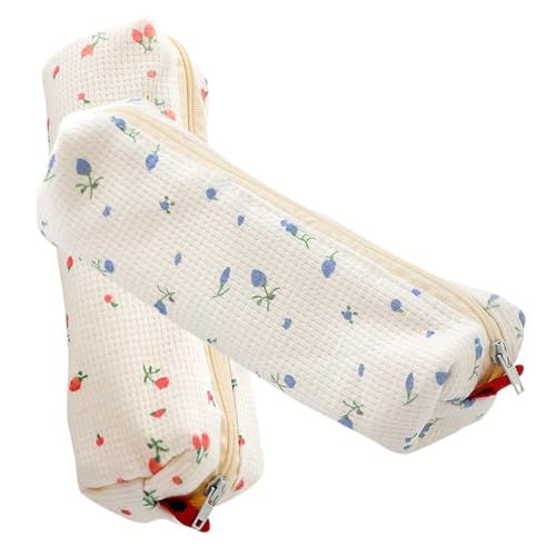 HIAKDOFT 2 Stück Teiliges Federmäppchen Blumenmuster Leichte Reißfeste Waschbare Stifttasche mit Reißverschluss für Schule und Makeup Wiederverwendbare Kosmetiktasche für Schüler Lehrer von HIAKDOFT