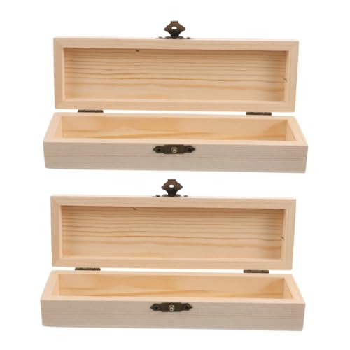 HIAKDOFT 2 Stück Teiliges Holz Stifteetui mit Deckel Handbemalt DIY Schreibwarenbox für Jugendliche Stabile Holzbox zum Kreativen Gestalten für Schule Büro und Zuhause von HIAKDOFT