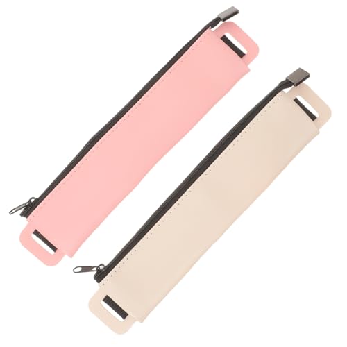 HIAKDOFT 2 Stück Teiliges Leder Stifttasche mit Elastischem Verschluss Vintage Schreibgeräte Etui in Khaki und Elegante Aufbewahrung für Schule Büro und Handliche Stifthalter Tasche von HIAKDOFT