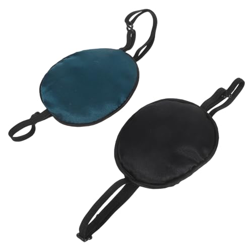 HIAKDOFT 2 Stück Verstellbare Pirate Augenklappe für Erwachsene und Atmungsaktive Einäugige Augenklappe für Amblyopie Therapie und Halloween Piratenkostüm Zubehör von HIAKDOFT