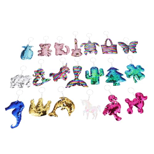 HIAKDOFT 20 Stück Teiliges Schlüsselanhänger mit Reflektierenden Glitzernden Anhängern in Tier und Pflanzenmotiven Langlebig aus Pet und Leicht und Kompakt als oder Party Mitgebsel von HIAKDOFT