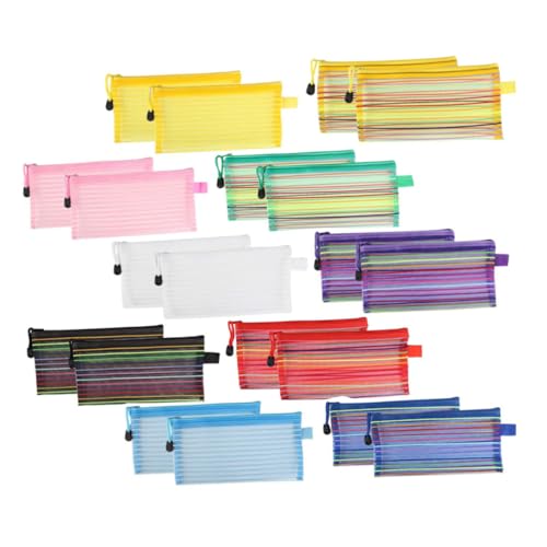 HIAKDOFT 20 Stück Verschleißfeste Federmäppchen aus Nylon Multifunktionale Tragbare Stifttasche mit Reißverschluss Große Aufbewahrungstasche für Schule Büro Reisen Kosmetik Zufällige Farbe von HIAKDOFT