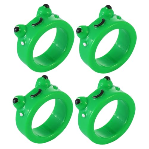 HIAKDOFT 4 Stück Niedliche Frosch fingerringe aus Resin Leichte für Mädchen Lustige Tier motive Dekorative Cartoon fingerringe für Alltag Party und Geschenk von HIAKDOFT