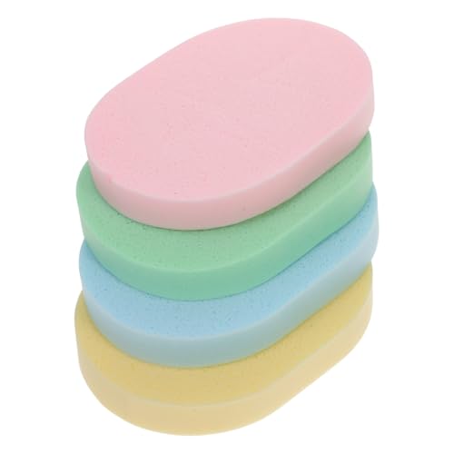 HIAKDOFT 4 Stück Ovaler Gesichtsreinigungsschwamm Kompakt Saugfähig und Tragbar Oval Geformt für Sanfte Gesichtsreinigung und Make Up Entfernung für Damen Unterwegs von HIAKDOFT