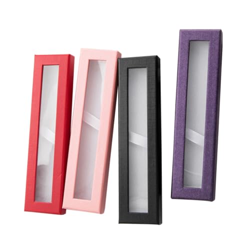 HIAKDOFT 4 Stück Papier Stiftebox mit Fenster Langlebige Geschenkverpackung für Füller Multifunktionale Schreibgeräte Aufbewahrung Leicht und Robust Farbig Transparent Rot Schwarz Lila HIAKDOFT 4 Stück Papier Stiftebox mit Fenster Langlebige Geschenkverpackung für Füller Multifunktionale Schreibgeräte Aufbewahrung Leicht und Robust Farbig Transparent Rot Schwarz Lila von HIAKDOFT