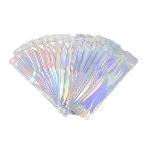 HIAKDOFT 50 Stück Teiliges Holografisches Selbstverschließendes Stift Aufbewahrungsbeutel Langlebige Wiederverschließbare Verpackungstaschen für Schmuck Stifte Kosmetik und Kleine von HIAKDOFT