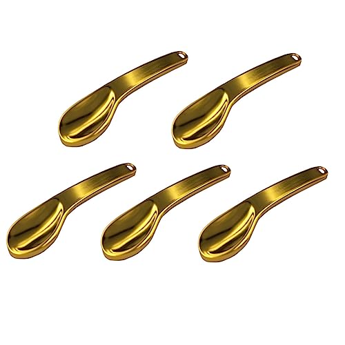 HIAKDOFT 5stücke Goldener Make-up-löffel Aus Zinklegierung Augencreme Und Gesichtsmaskenlöffel Hautpflege-tool Für Creme Und Masken-anwendung Leicht Und Umweltfreundlich von HIAKDOFT