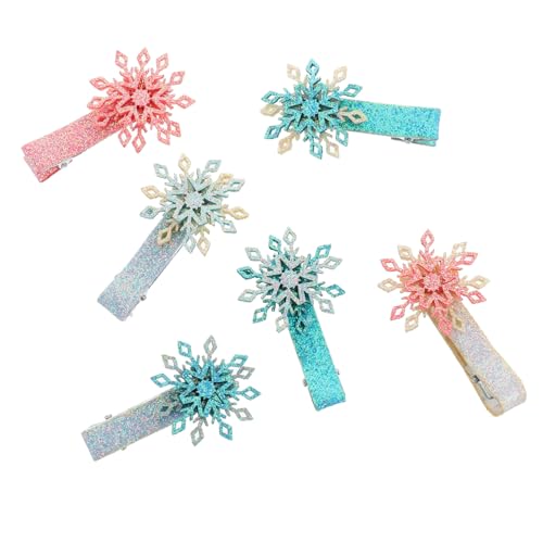 HIAKDOFT 6 Stück Teiliges Haarspangen mit Schneeflocken Design Niedliche Haarklammern für Kleinkinder Bunte Haarschmuck Accessoires Einfach zu Tragen und Passend zu Zufällige Farbe von HIAKDOFT