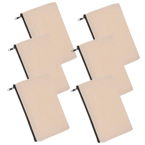 HIAKDOFT 6 Stück Teiliges Kleine Canvas Federmäppchen mit Reißverschluss Leichte Große Kapazität Vielseitig Nutzbare Stifttasche Einfache Handhabung Tragbar für Schule Büro Zufällige Farbe von HIAKDOFT