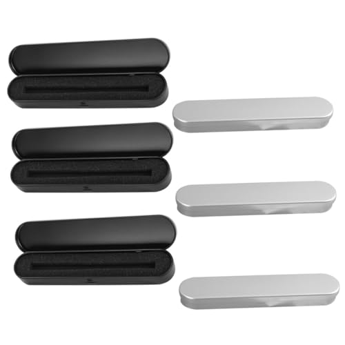 HIAKDOFT 6 Stück Teiliges Metall Stifteetui mit Schwamm Einlage Rechteckige Stabile Stifteboxen für Bleistifte Füller und Marker Silberfarbene Aufbewahrungsboxen für Schule Büro und von HIAKDOFT