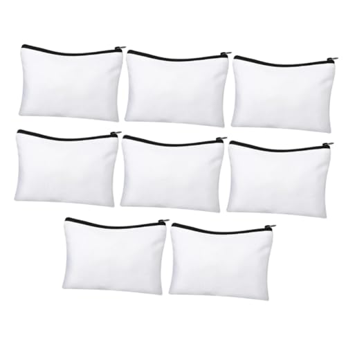 HIAKDOFT 8 Sätze Teiliges Canvas Schminktaschen Sublimationsfähige Leere Kosmetiktaschen mit Reißverschluss Multifunktionale Reise Federmäppchen DIY Bedruckbar Leicht und Kompakt für von HIAKDOFT